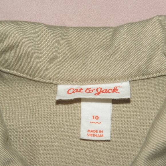 Cat & Jack Khaki Button Front Safari Girls Shirt Dress - Picture 5 of 6